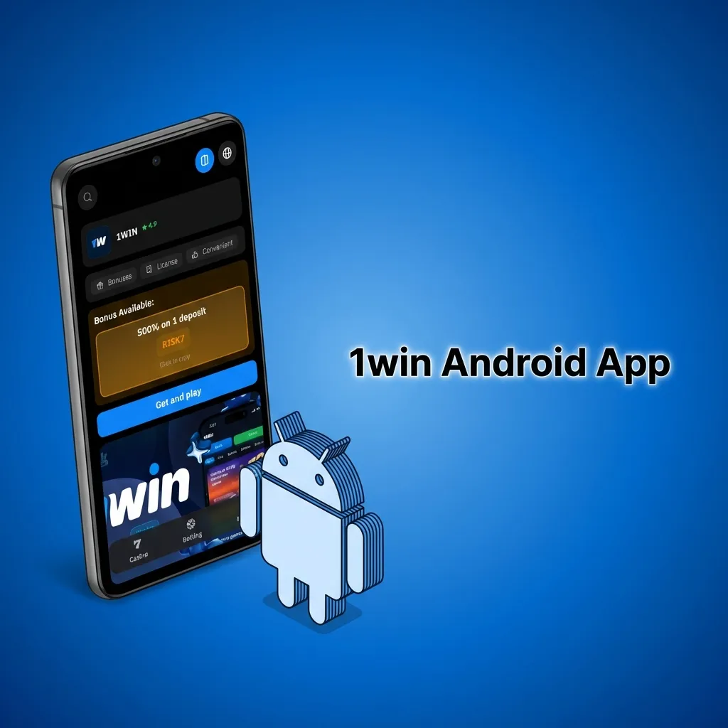 1win Android app interface showing mobile betting and casino games download screen
