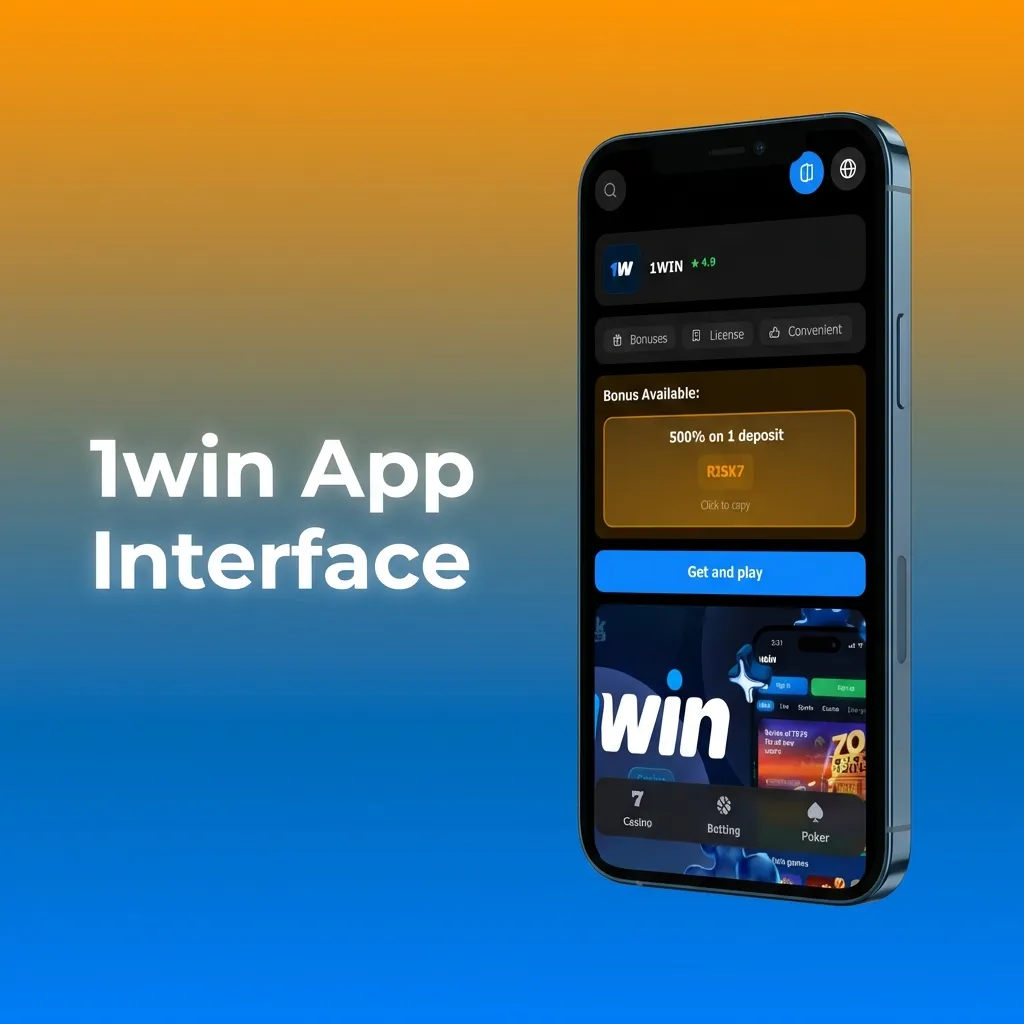1win mobile app interface showing bottom navigation menu with Sports, Live Casino, Slots, and Aviator sections