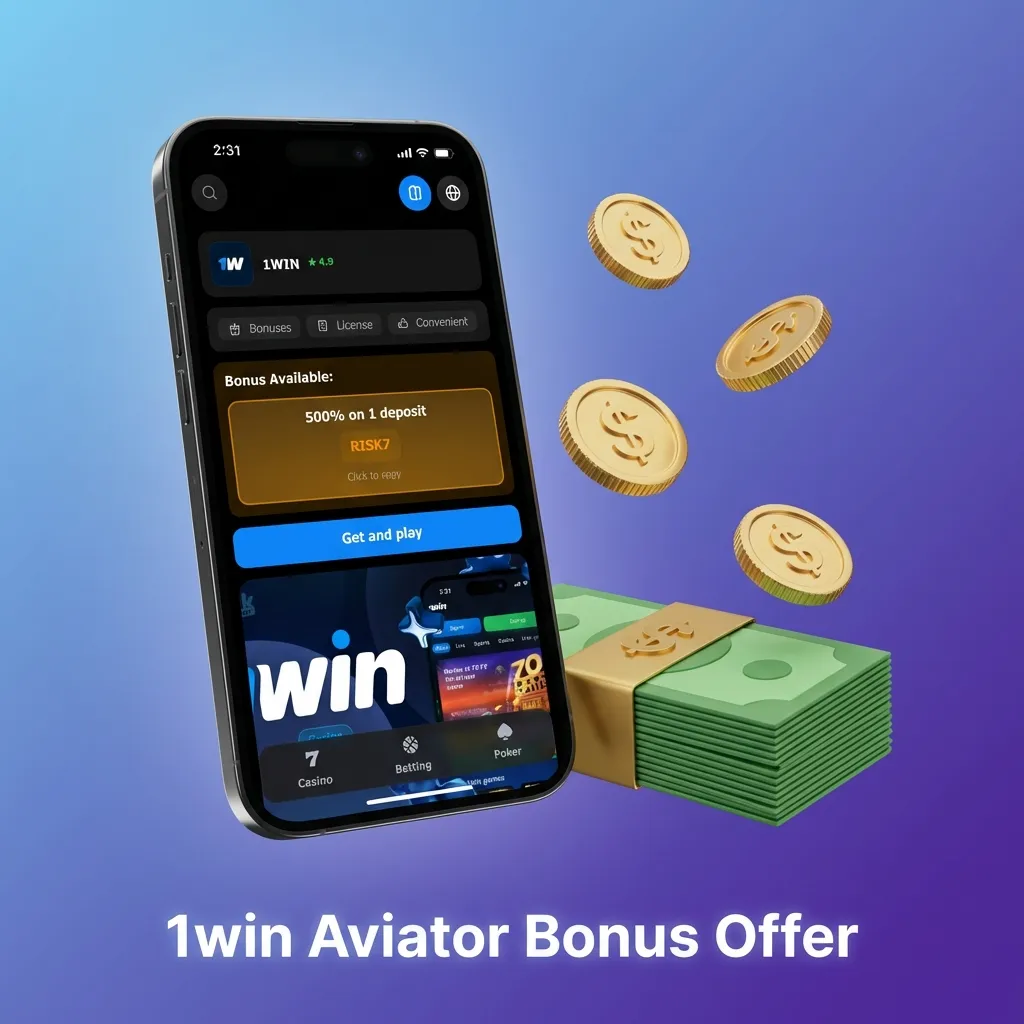 1win Aviator welcome bonus package showing four-tier deposit bonuses ranging from 130% to 170% up to ₹80,000 each