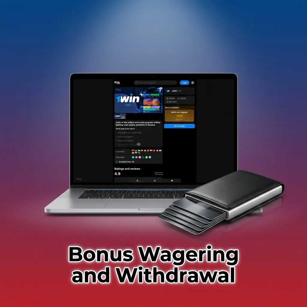 Bonus wagering requirements and withdrawal process diagram showing separate bonus account and fund conversion steps