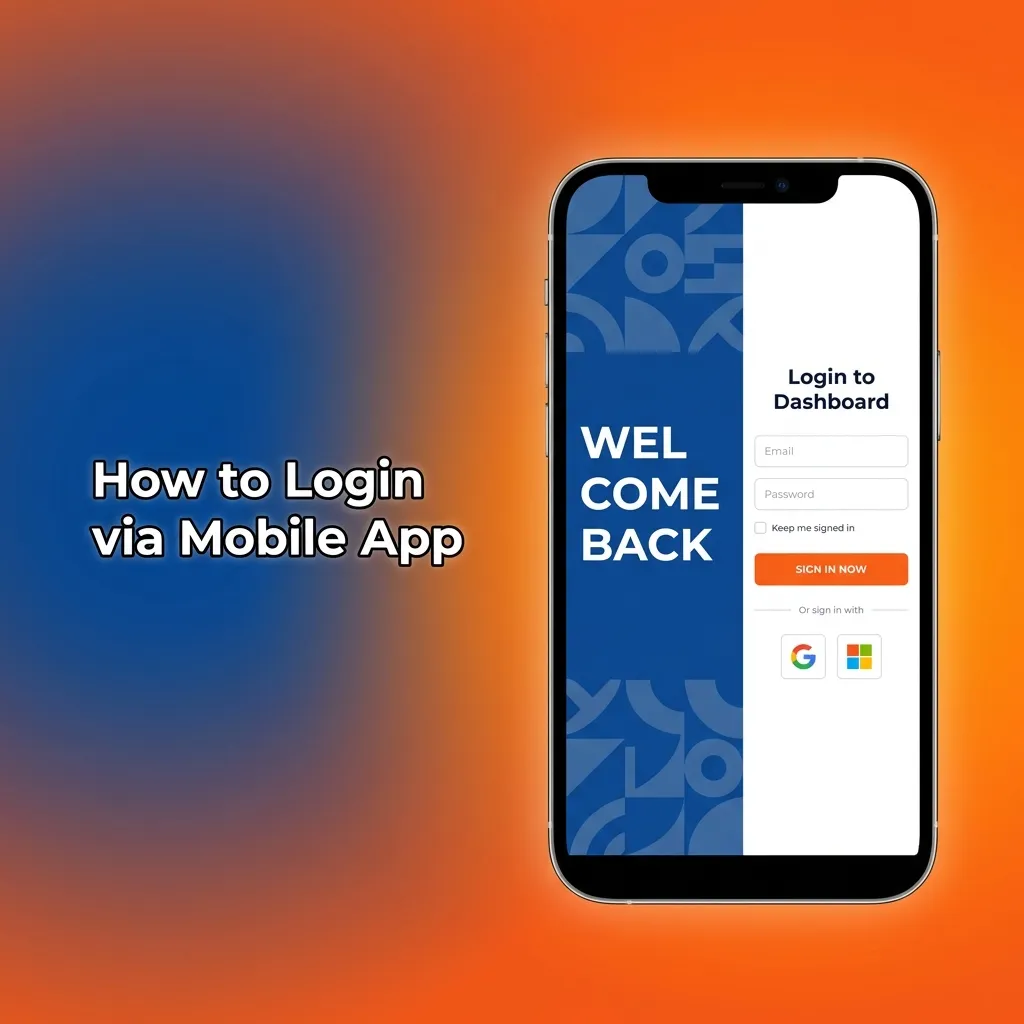 Step-by-step guide showing how to login to 1win mobile app using email or phone number and password