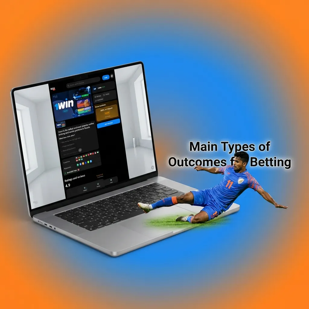 Infographic showing five main betting outcome types: Match Winner, Over/Under, Handicap, Both Teams to Score, and Correct Score
