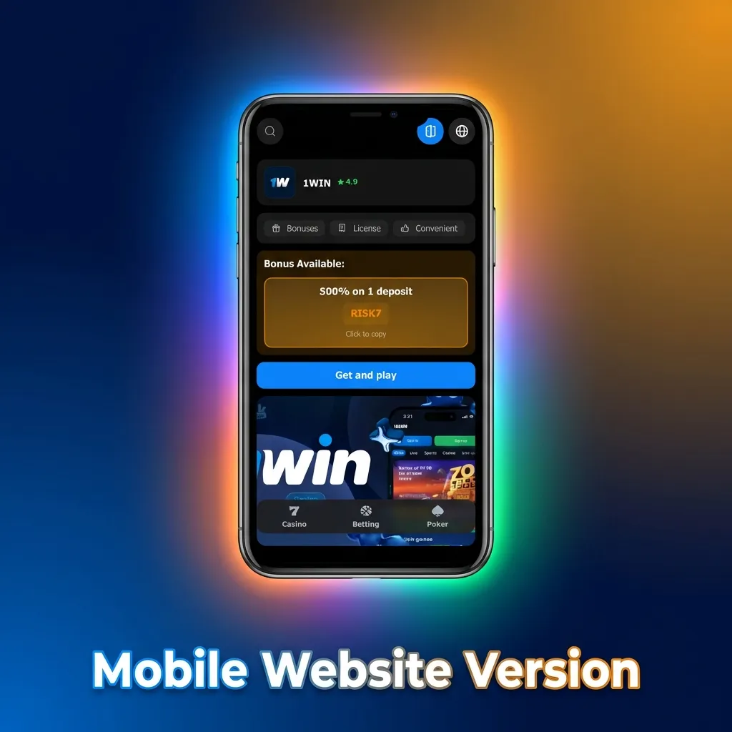 Mobile betting interface showing responsive design with sports markets, casino games, and browser-based access