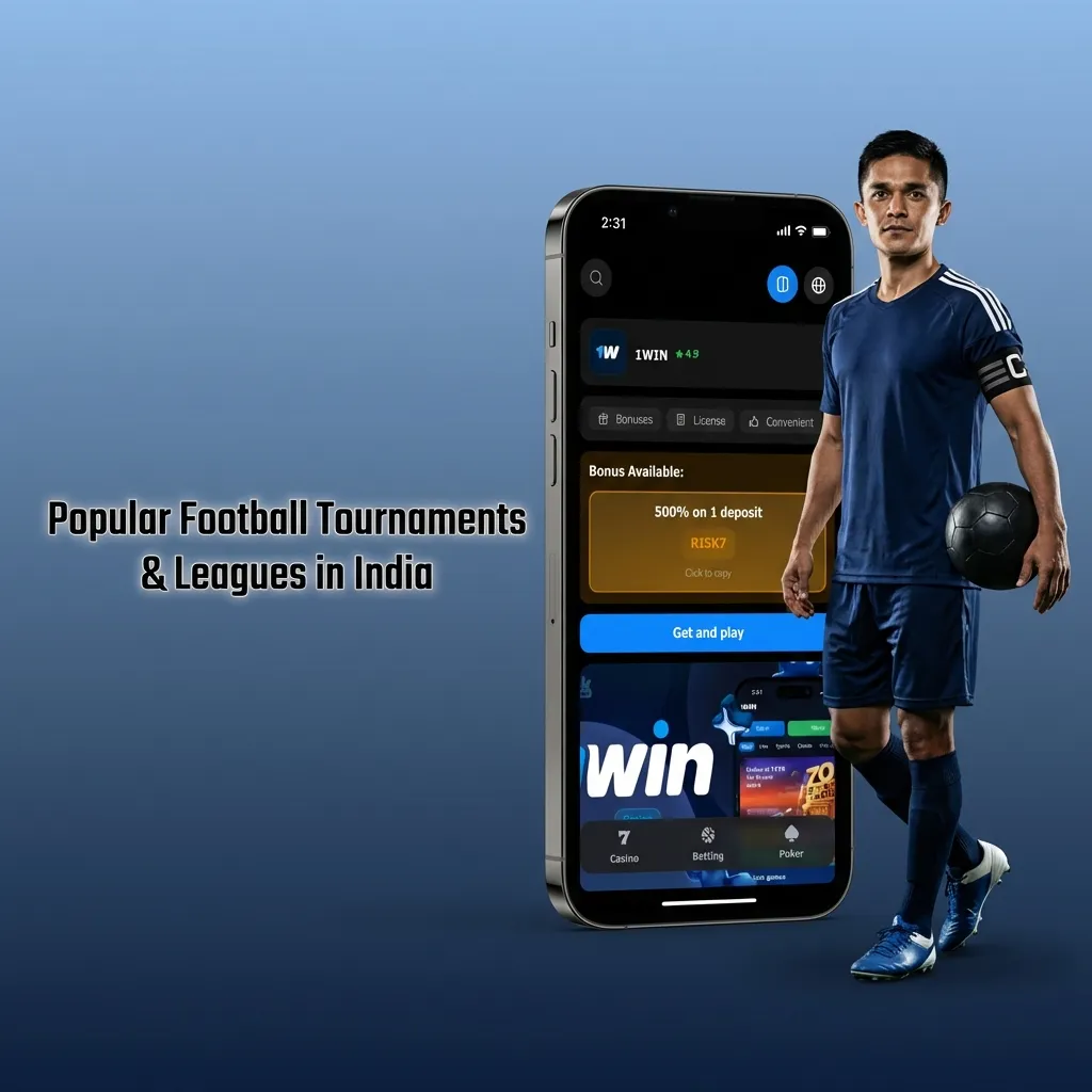 Football tournaments display featuring FIFA World Cup, UEFA Champions League, Indian Super League, and Premier League logos