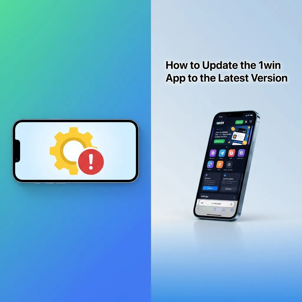 1win iOS app interface showing automatic update feature with progressive web application technology