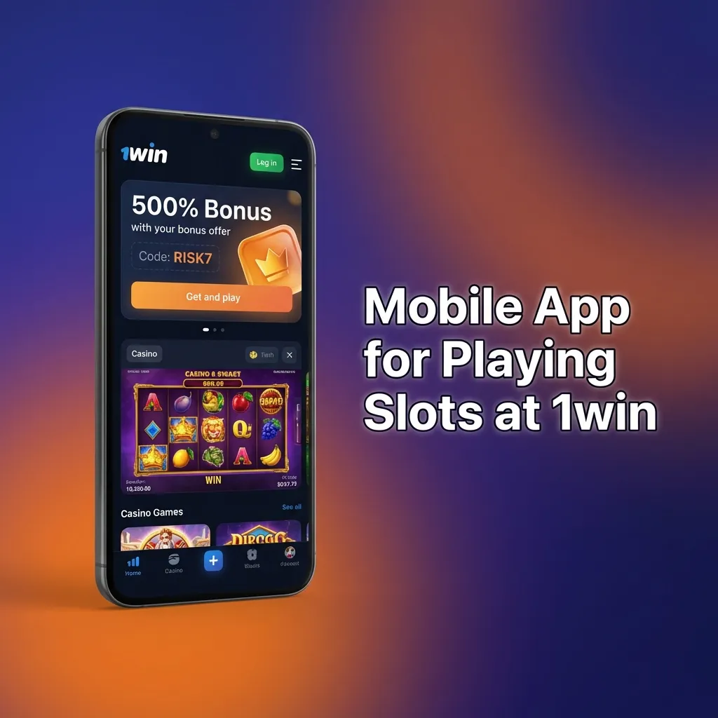1win mobile app interface showing slot game library on smartphone screen with menu and game thumbnails
