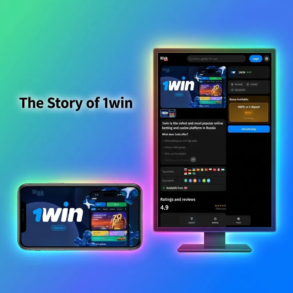 1win betting platform logo and interface showing sportsbook features, established 2016 with Curaçao gaming license