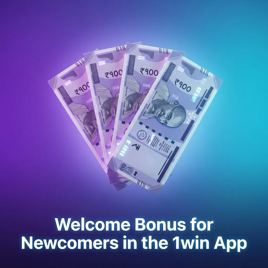 1win app welcome bonus screen showing sports and casino bonus options for new users