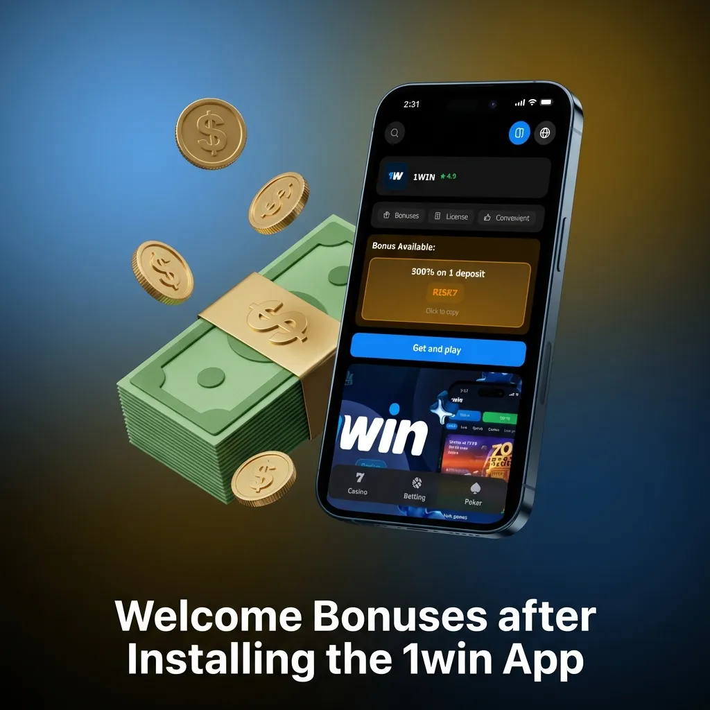 1win app welcome bonuses showing deposit match percentages from 130% to 170% and sports betting promotions