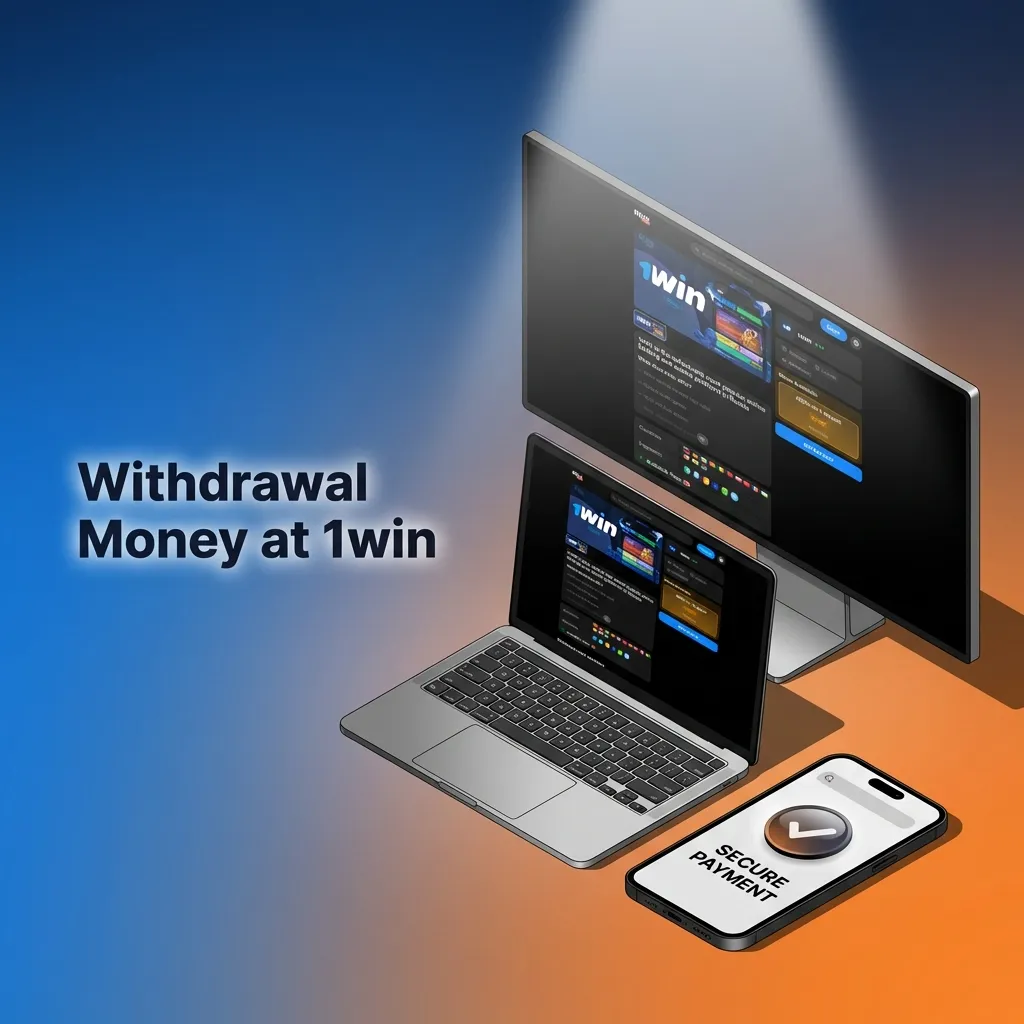 Guide showing 1win withdrawal process: selecting payment method, entering amount, and submitting payout request.